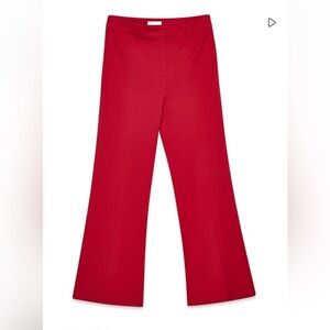 NA-KD Red Pleated High Waisted Faux Wide Leg Classy Statement Trousers NWT 38/M